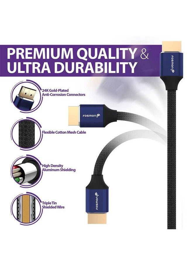 Fosmon Hdmi 2.0 Cable 4K@60Hz 1Ft Premium Certified Inwall Cl3 Rated 18Gbps Super High Speed Hdr Hdcp 2.2 1.4 3D Arc30Awg Cotton Braided Compatible With Uhd Tv Monitor Ps4 Ps5 Xbox Switch  - Image 5