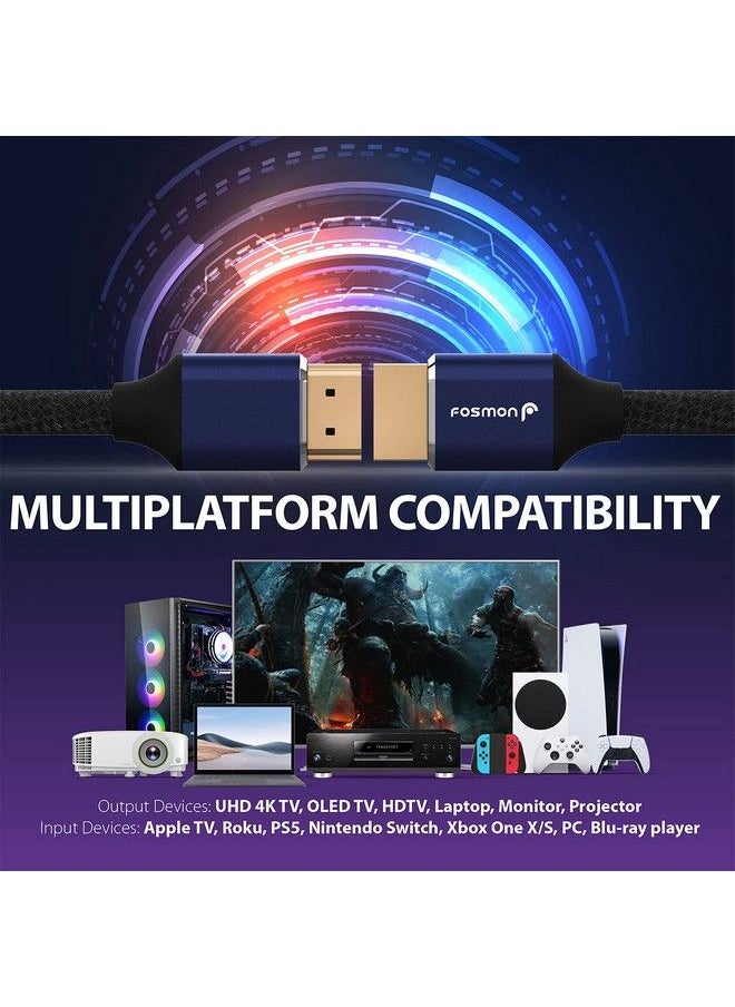 Fosmon Hdmi 2.0 Cable 4K@60Hz 1Ft Premium Certified Inwall Cl3 Rated 18Gbps Super High Speed Hdr Hdcp 2.2 1.4 3D Arc30Awg Cotton Braided Compatible With Uhd Tv Monitor Ps4 Ps5 Xbox Switch  - Image 4