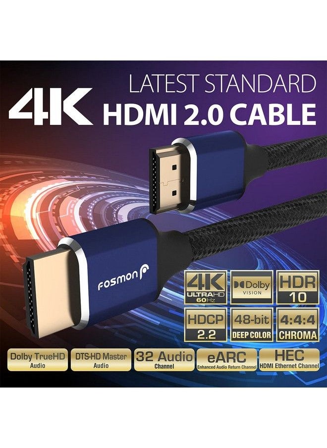 Fosmon Hdmi 2.0 Cable 4K@60Hz 1Ft Premium Certified Inwall Cl3 Rated 18Gbps Super High Speed Hdr Hdcp 2.2 1.4 3D Arc30Awg Cotton Braided Compatible With Uhd Tv Monitor Ps4 Ps5 Xbox Switch  - Image 3