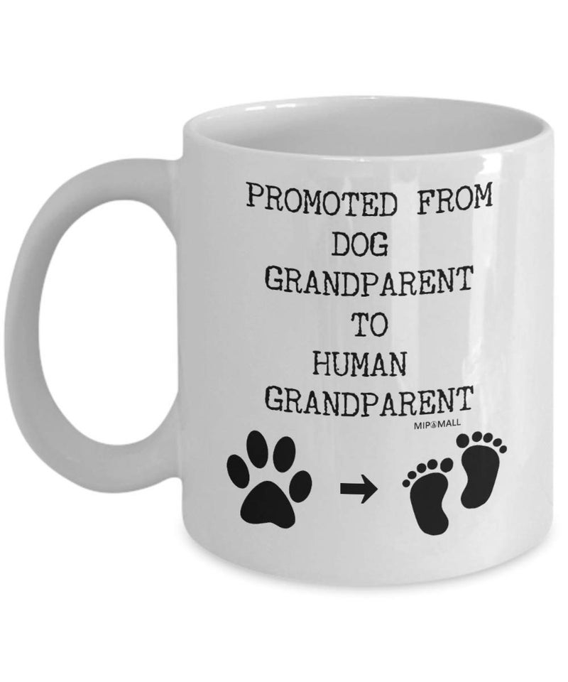 MIPOMALL Grandad or Grandma to Be Gifts from Bump Baby Promoted from Dog Grandparents Fathers Day Gift for Mug Cup Birthday Christmas Presents MG0006