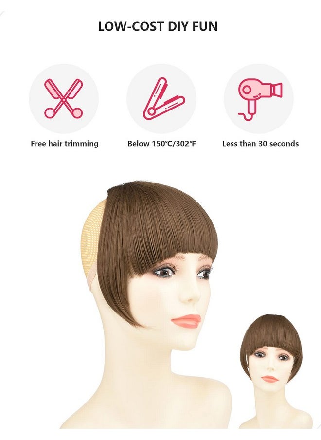 Rose bud Ose Bud Bangs Hair Clip In Bangs Hair Extensions Synthetic Flat Bang With Temples Front Face Fringe Bangs Hair Pieces For Women  - Image 4