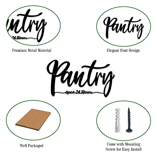 BiaGift Metal Pantry Sign For Kitchen, Pantry Wall Decor, Rustic Farmhouse Kitchen Decorations Wall, 13.4 X 7.4 inches, Black - Image 4
