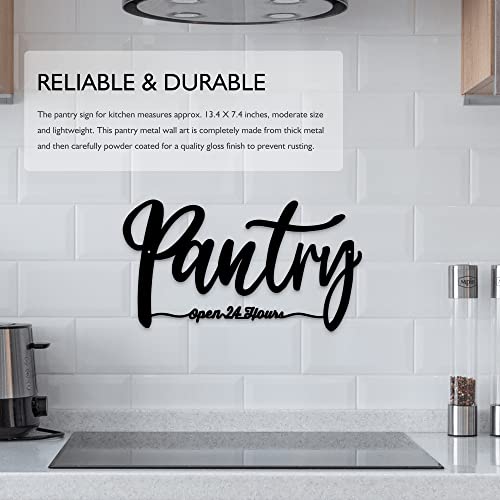 BiaGift Metal Pantry Sign For Kitchen, Pantry Wall Decor, Rustic Farmhouse Kitchen Decorations Wall, 13.4 X 7.4 inches, Black - Image 3