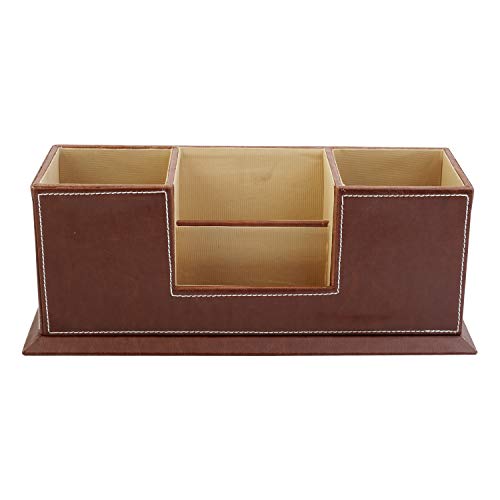 Anything & Everything Wooden Desk Organizer Pen/Pencil Stand, Mobile Holder & Remote Stand For Office Desk/Desktop/Table Stationery Storage Organizer Box (Tan), Orange - Image 5