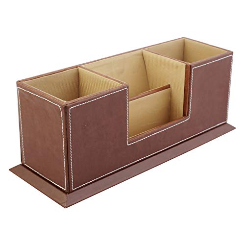 Anything & Everything Wooden Desk Organizer Pen/Pencil Stand, Mobile Holder & Remote Stand For Office Desk/Desktop/Table Stationery Storage Organizer Box (Tan), Orange - Image 3