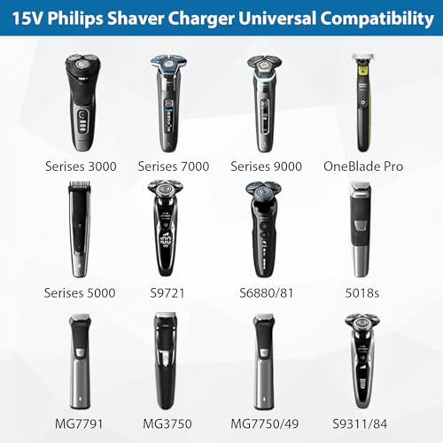 Tobfit شاحن بديل 15V لـ HQ8505 ماكينة حلاقة فيليبس شاحن متوافق لسلسلة Philips HQ6070 HQ6071 HQ6073، S5070 PT720 AT750 HQ9070 HQ8140 HQ7120 - Image 2