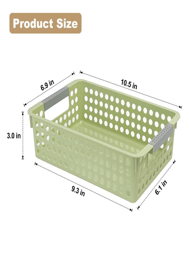 Soddeph 4 Pack Small Plastic Storage Baskets for Organizing, Stackable Bins with Handles for Shelves, Multipurpose Drawer Trays (Green) - Image 2