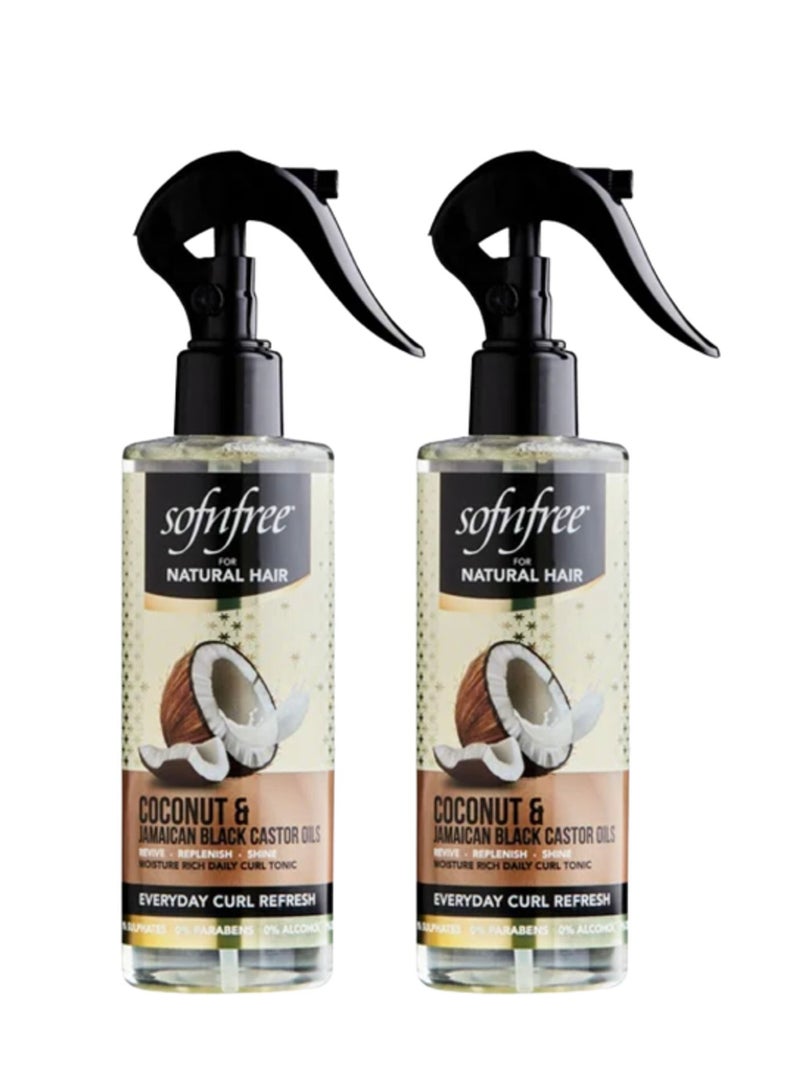 Sofn'free 2 Pieces Every Day Curl Refreshing Spray With Coconut And Jamaican Black Castor Oils