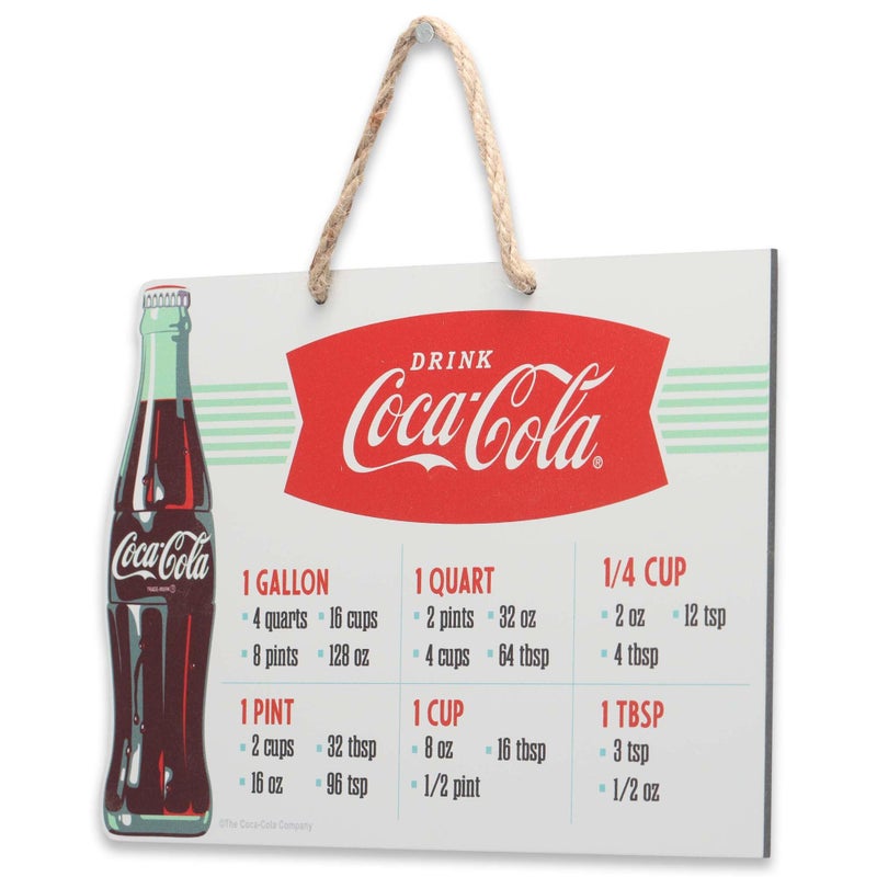 Open Road Brands Coca-Cola Measurements Hanging Metal Sign - Fun Coca-Cola Cooking Conversion Chart for Kitchen - Great Gift Idea - Image 2