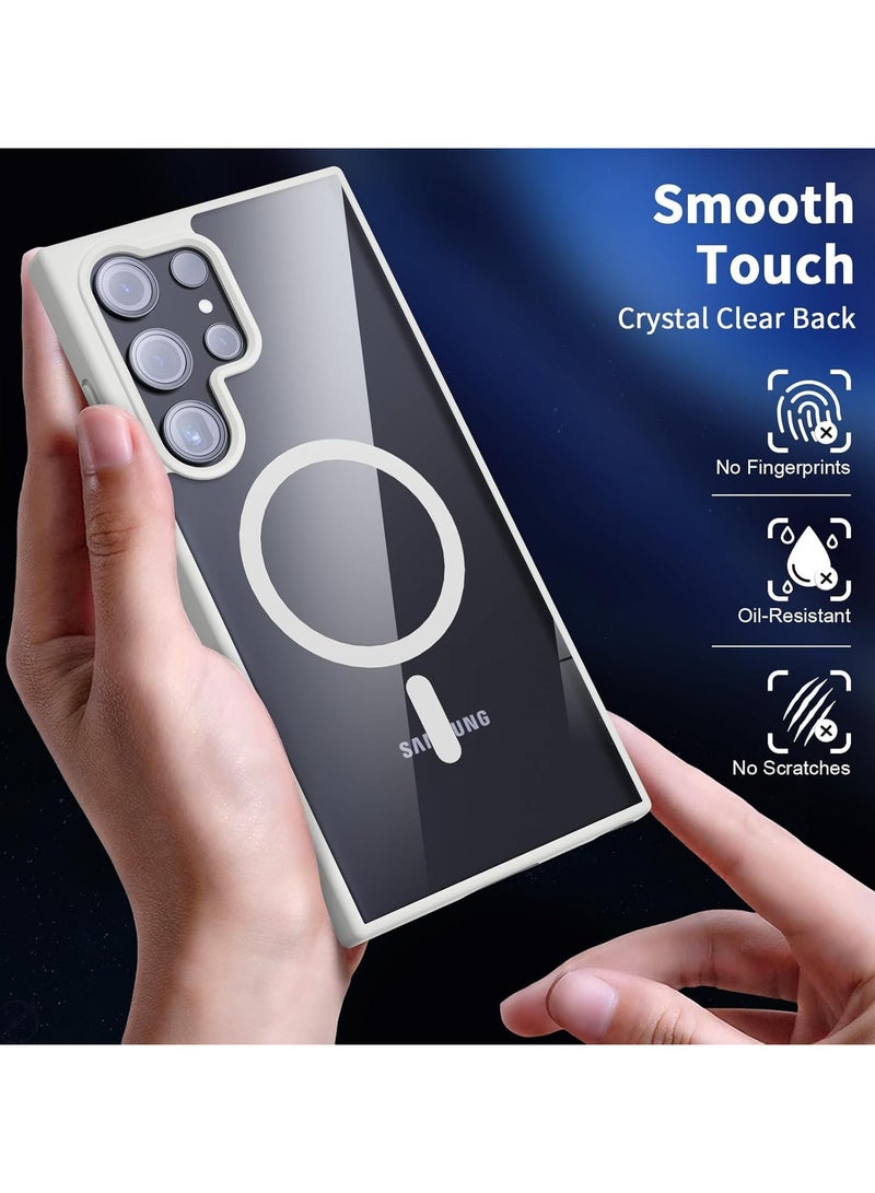 Magnetic Case for Samsung Galaxy S23 Ultra Case [Compatible with MagSafe] [Shockproof Military Grade], Transparent Back Slim Bumper Cover Phone Case Samsung S23 Ultra (white)  - Image 3