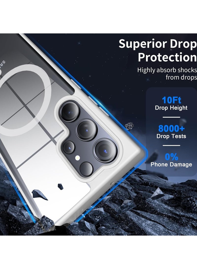 Magnetic Case for Samsung Galaxy S23 Ultra Case [Compatible with MagSafe] [Shockproof Military Grade], Transparent Back Slim Bumper Cover Phone Case Samsung S23 Ultra (white)  - Image 4