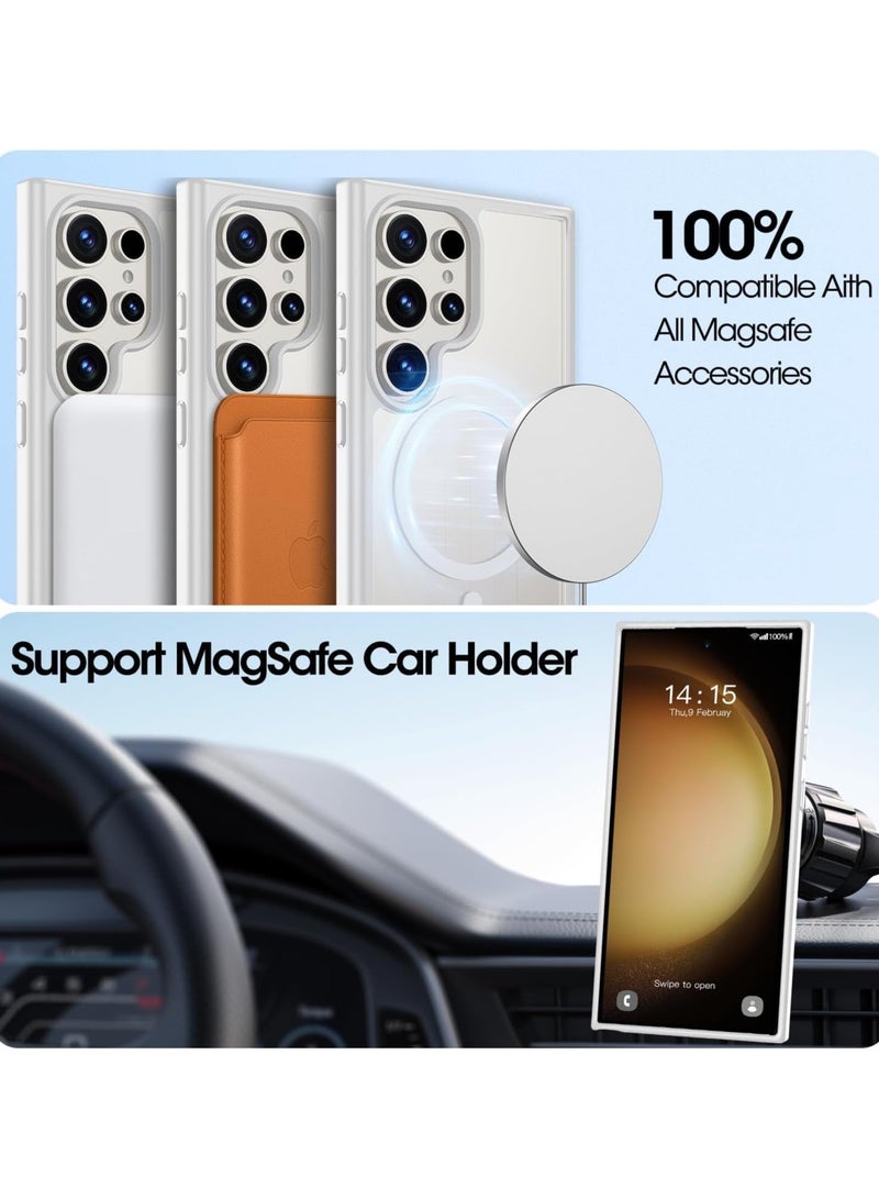 Magnetic Case for Samsung Galaxy S23 Ultra Case [Compatible with MagSafe] [Shockproof Military Grade], Transparent Back Slim Bumper Cover Phone Case Samsung S23 Ultra (white)  - Image 2