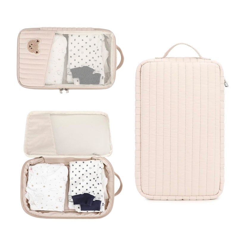 MOMIGO Baby Diaper Bag Organizer Pouches - 2 Pack Waterproof Pod Hanging Diaper Bag Cute Rabbit Bear Mesh Bag Reusable, Washable or Baby Cloth Diapers (Khaki) - Image 5