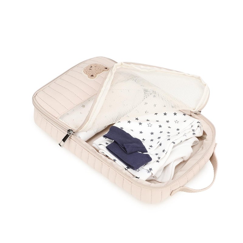 MOMIGO Baby Diaper Bag Organizer Pouches - 2 Pack Waterproof Pod Hanging Diaper Bag Cute Rabbit Bear Mesh Bag Reusable, Washable or Baby Cloth Diapers (Khaki) - Image 2