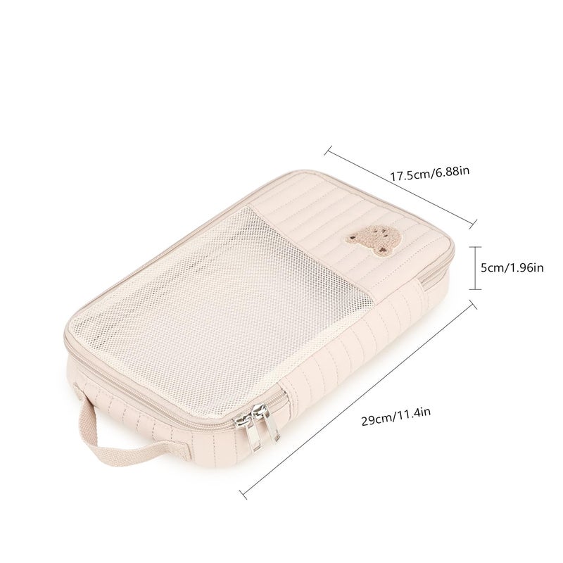 MOMIGO Baby Diaper Bag Organizer Pouches - 2 Pack Waterproof Pod Hanging Diaper Bag Cute Rabbit Bear Mesh Bag Reusable, Washable or Baby Cloth Diapers (Khaki) - Image 3