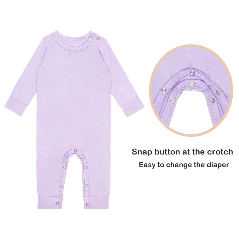 GUISBY Footless Pajamas for Baby, Rayon made from bamboo Long Sleeve with Snap Closure Romper 3-packs 3-6 Months - Image 4