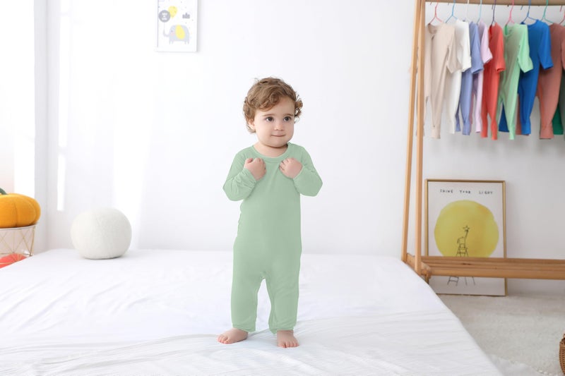 GUISBY Footless Pajamas for Baby, Rayon made from bamboo Long Sleeve with Snap Closure Romper 3-packs 3-6 Months - Image 2