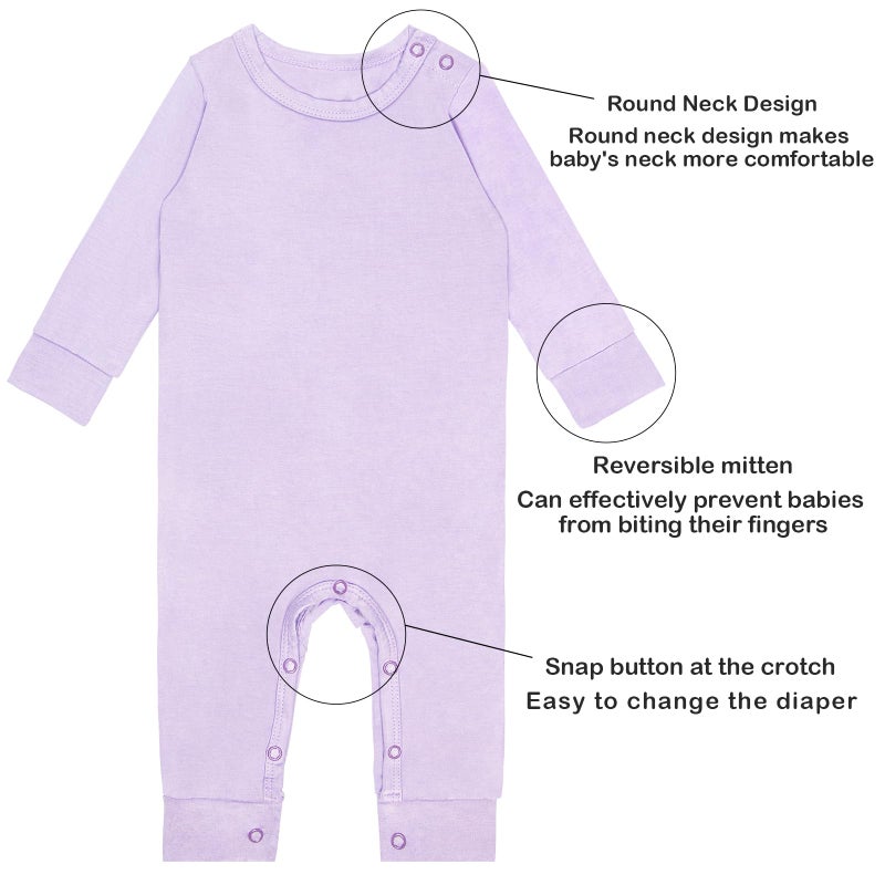 GUISBY Footless Pajamas for Baby, Rayon made from bamboo Long Sleeve with Snap Closure Romper 3-packs 3-6 Months - Image 3