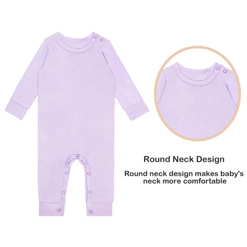 GUISBY Footless Pajamas for Baby, Rayon made from bamboo Long Sleeve with Snap Closure Romper 3-packs 3-6 Months - Image 5