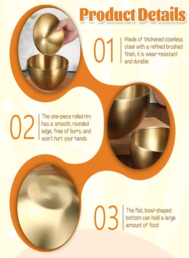 Xosjska Stainless Steel Mixing Bowls, Gold Salad Bowls, Decorative Esthetician Bowl for Mixing, Cooking, Baking, Prepping, 5.9 and 7.9 Inch(Gold) - Image 4