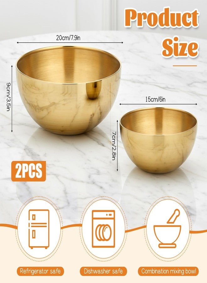 Xosjska Stainless Steel Mixing Bowls, Gold Salad Bowls, Decorative Esthetician Bowl for Mixing, Cooking, Baking, Prepping, 5.9 and 7.9 Inch(Gold) - Image 2