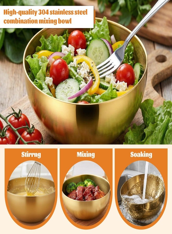 Xosjska Stainless Steel Mixing Bowls, Gold Salad Bowls, Decorative Esthetician Bowl for Mixing, Cooking, Baking, Prepping, 5.9 and 7.9 Inch(Gold) - Image 5