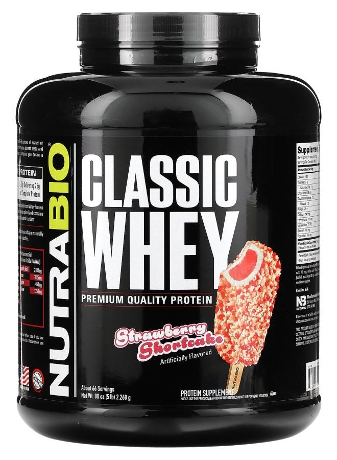 NutraBio Classic Whey Protein Strawberry Shortcake 5 lb (2268 g) - Image 1