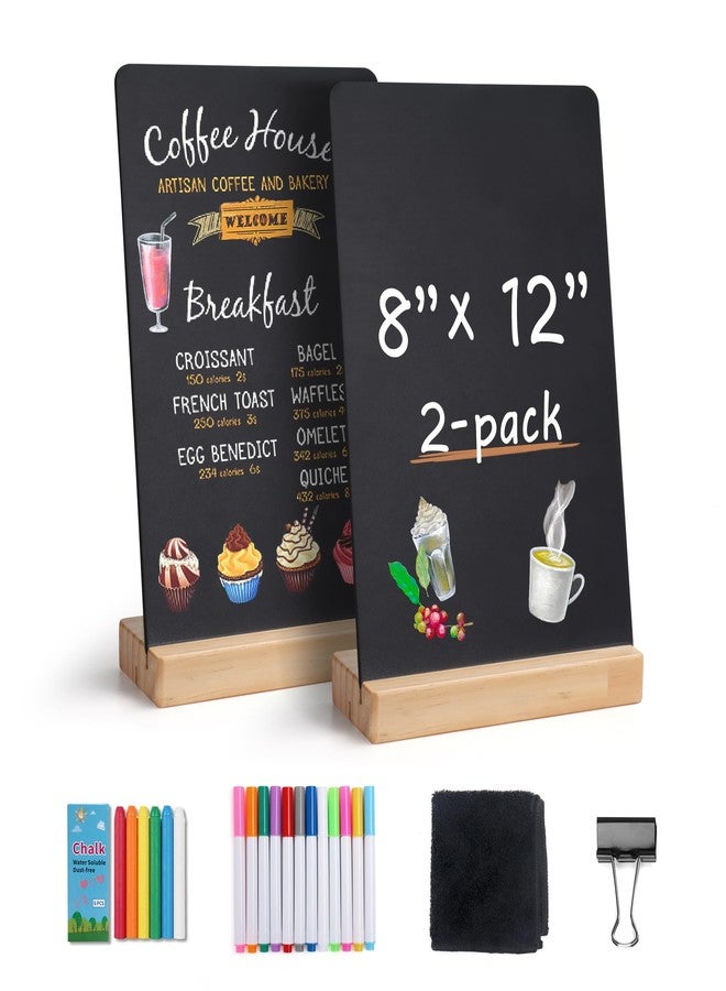 SELEAD Small Chalkboard Words Sign - 2 Pack 8x12 Inch Tabletop Decorative Chalk Board with Wooden Stand, Double-Sided Erasable Message Menu Board for Food, Store, Business, Wedding - Image 1