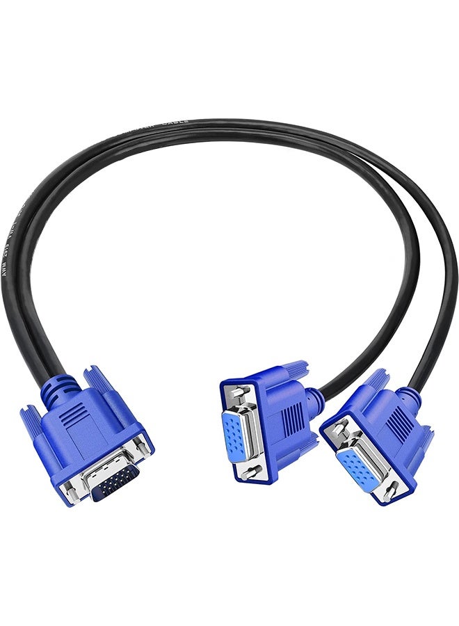 1ft Full HD 1080P VGA Splitter Cable Dual VGA Monitor Y Cable 1 Male to 2 Female Adapter Converter Video Cable for Screen Duplication - Image 1