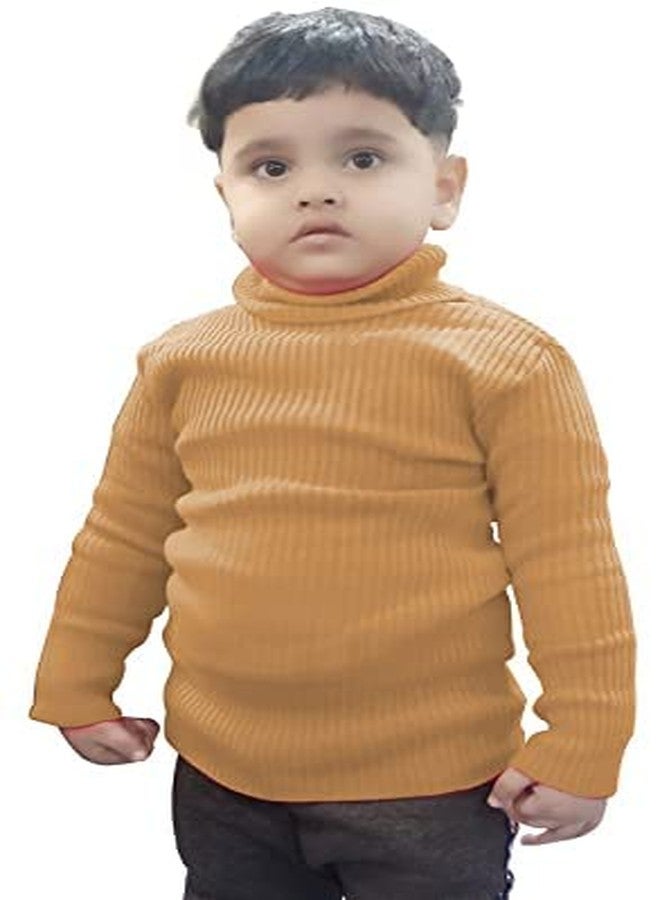 Hivata Hyneck Sweater Baby Casual Winter Full Sleeve Kids Every Wear High Neck for Baby Boys and Baby Girls Skivvy/Skeeve/Skivi Sweater Set Beige Color (1 Years - 2 Years)