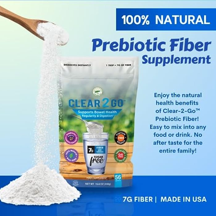 Nutritional Designs Prebiotic Fiber Supplement Powder - Inulin Soluble Fiber - All Natural Sugar & Gluten Free Dietary Fiber - Daily Fiber for Bowel Health Clear 2 Go - 15.8 Oz - Image 2