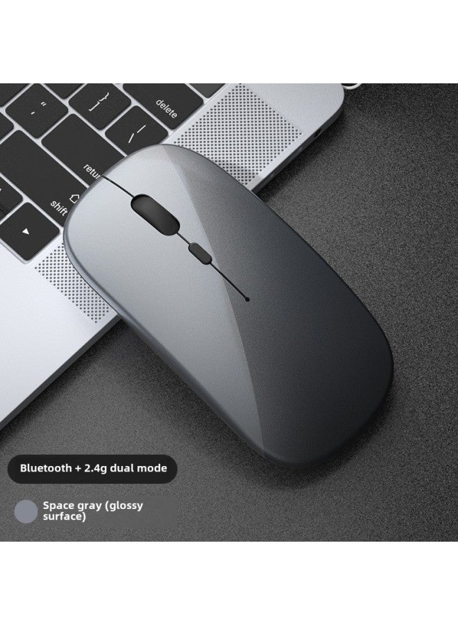 Wireless Bluetooth Mouse Quiet Charging Girl Office Dual-Mode Computer Mac Tablet Unlimited Laptop Mouse-Specifications:Deep Space Grey/Bluetooth Dual Template  2.4G Wireless Bluetooth 5  - Image 1