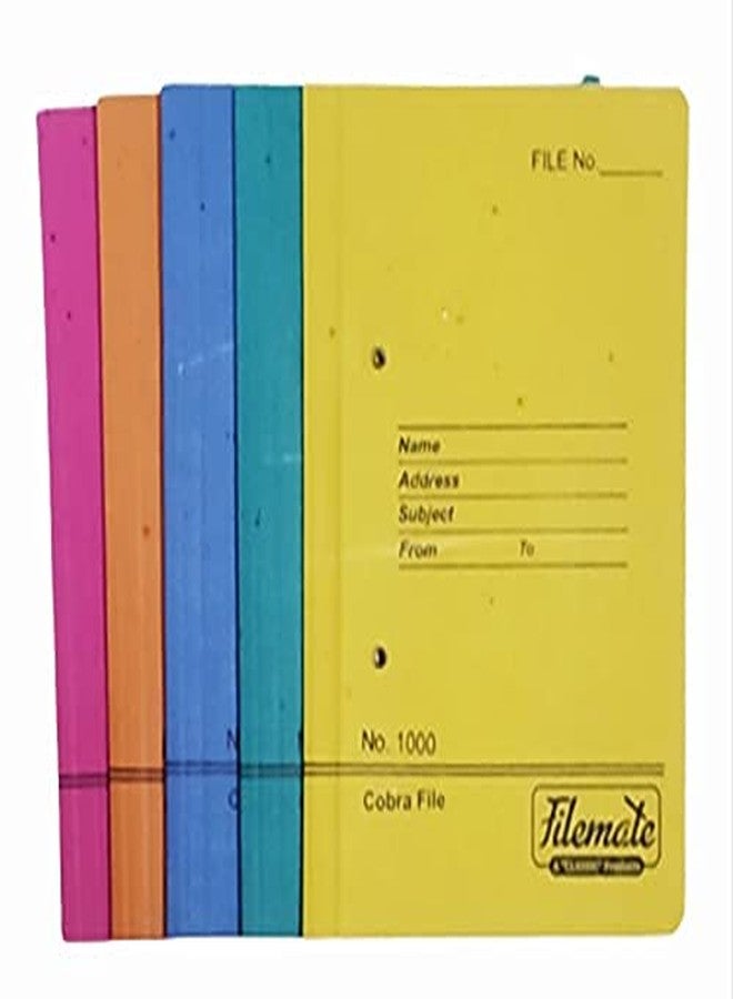 Filemate A5 or Voucher Size Cobra Files (Pack of 6 pcs) (Size: 10.5 x 6.5 inch) (Copy Size) (450 GSM) / Voucher File/Small File (Pink, Blue, Green, Yellow and Orange Color) - Image 1