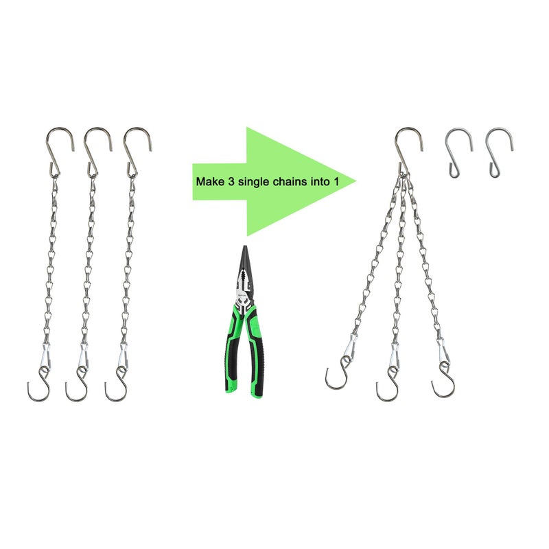 Sersberg Chain for Hanging Plants,11 Inch Silver Hanging Chain, Small Hanging Basket Chain Kits with Hooks for Bird Feeder Plant Extender Porch Wind Chime (Silver, 11 Inch-6PCS) - Image 5