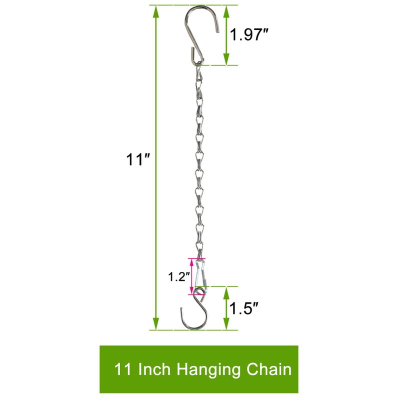Sersberg Chain for Hanging Plants,11 Inch Silver Hanging Chain, Small Hanging Basket Chain Kits with Hooks for Bird Feeder Plant Extender Porch Wind Chime (Silver, 11 Inch-6PCS) - Image 2