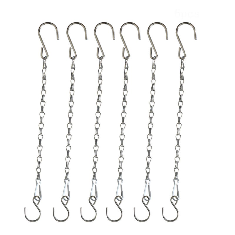 Sersberg Chain for Hanging Plants,11 Inch Silver Hanging Chain, Small Hanging Basket Chain Kits with Hooks for Bird Feeder Plant Extender Porch Wind Chime (Silver, 11 Inch-6PCS) - Image 1