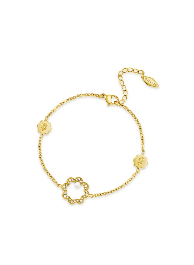 POLICE Opulent Gold Pearl Bead Crystals Bracelet for Men