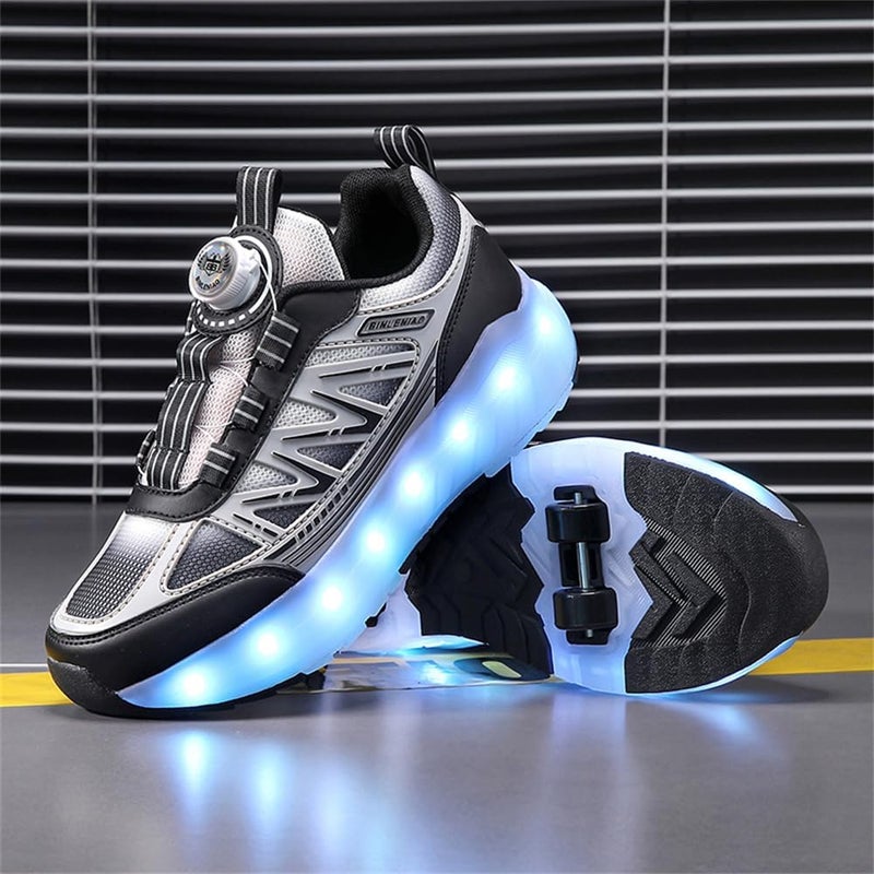 HFXC Roller Skates 4 Wheels Shoes for Kids - New Upgrade Skates Sneakers LED Light Up Rechargeable Sport Sneaker for Boys Girls Beginner More Balanced - Image 3