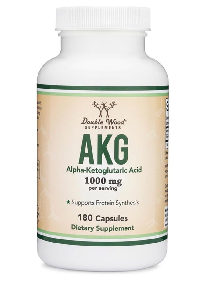 Double Wood Supplements حمض ألفا كيتوجلوتاريك (AKG) 1000 مجم لكل جرعة 180 كبسولة - Image 1