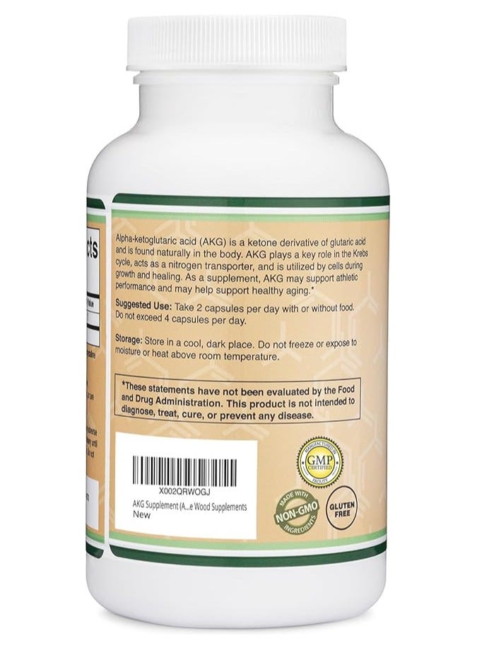 Double Wood Supplements حمض ألفا كيتوجلوتاريك (AKG) 1000 مجم لكل جرعة 180 كبسولة - Image 3
