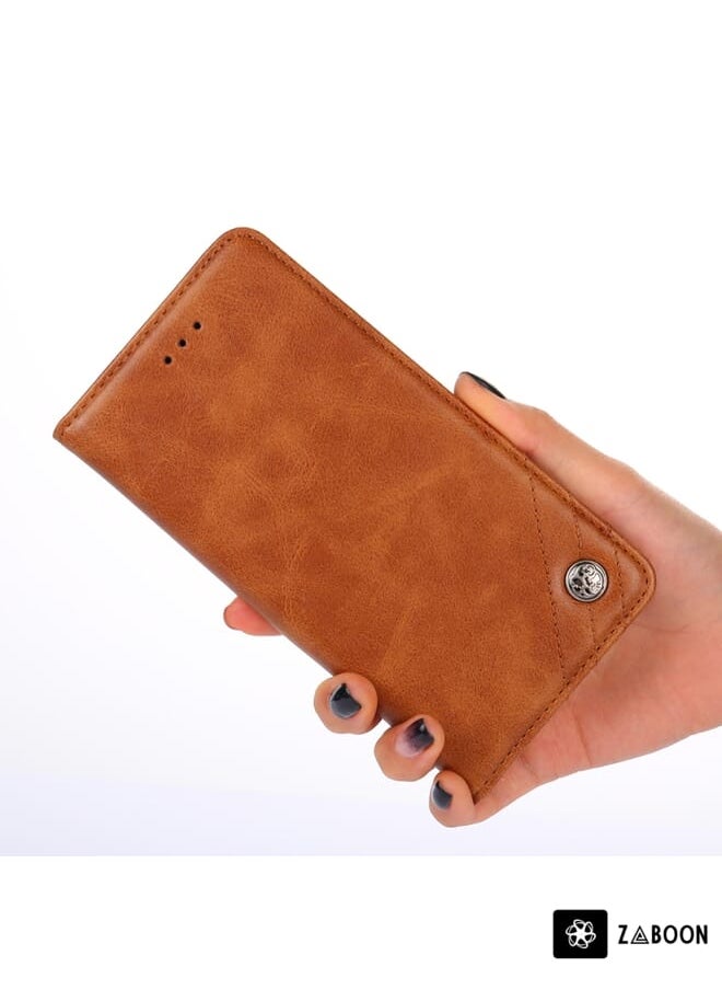 Zaboon - Protective Case For Motorola Moto G5 Plus Non-Magnetic Retro Texture Horizontal Flip Leather Case with Holder & Card Slots & Wallet - Image 1