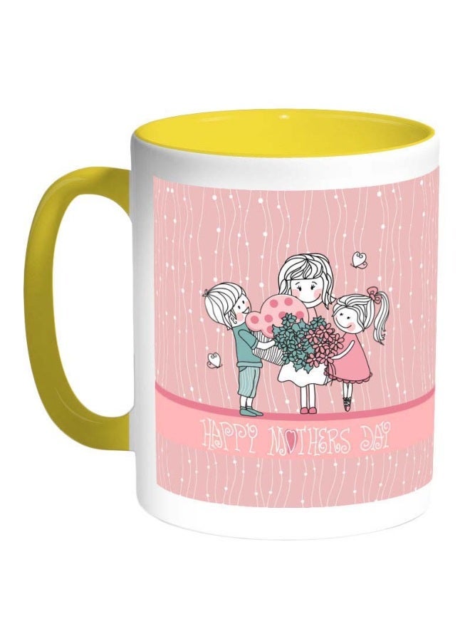 RYN Happy Mother's Day Printed Coffee Mug White/Yellow/Pink 325ml