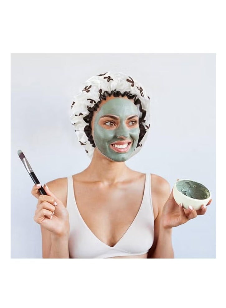 4Pcs Double Waterproof Shower Caps, Elastic Reusable Bathing Cap Printed Shower Hat Bath Hat Beauty Salon Spa Shower Cap for Women Girls - Image 5