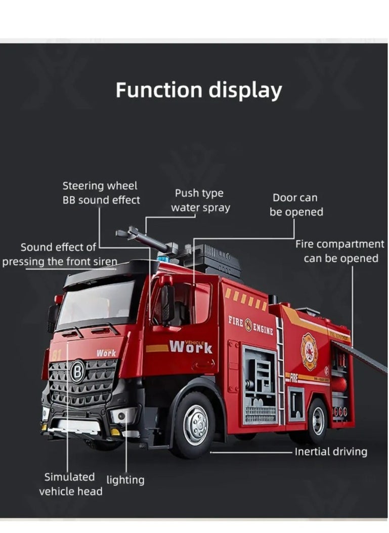 GULFLINK Water Sprinkler Fire Truck Inertia Fire Rescue Truck Toys Water Spray For Kids Red  - Image 2