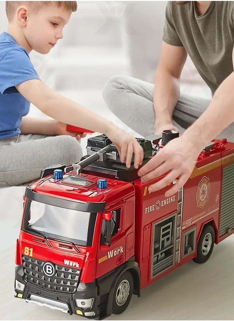 GULFLINK Water Sprinkler Fire Truck Inertia Fire Rescue Truck Toys Water Spray For Kids Red  - Image 3
