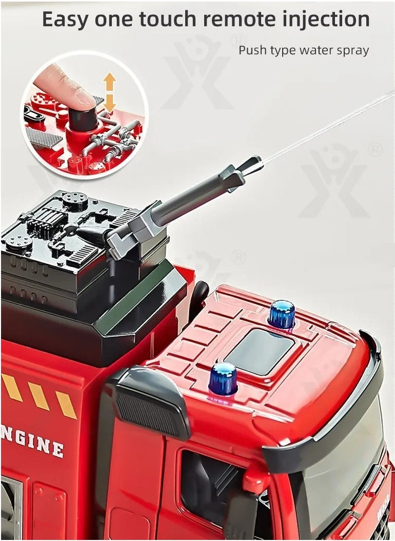GULFLINK Water Sprinkler Fire Truck Inertia Fire Rescue Truck Toys Water Spray For Kids Red  - Image 4