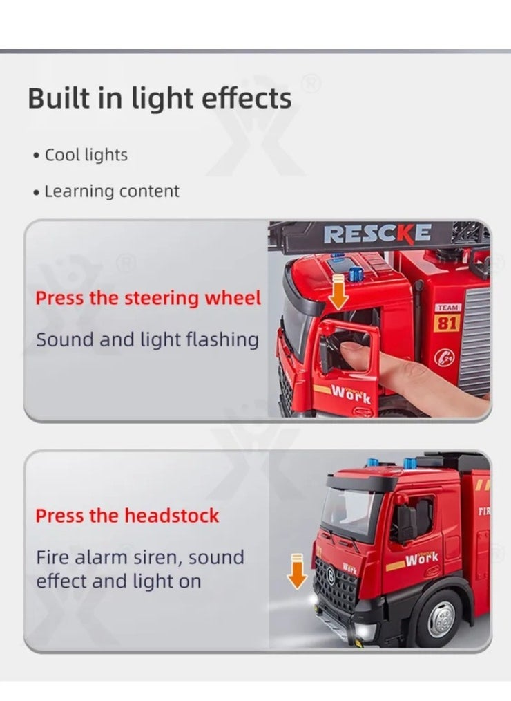 GULFLINK Water Sprinkler Fire Truck Inertia Fire Rescue Truck Toys Water Spray For Kids Red  - Image 5