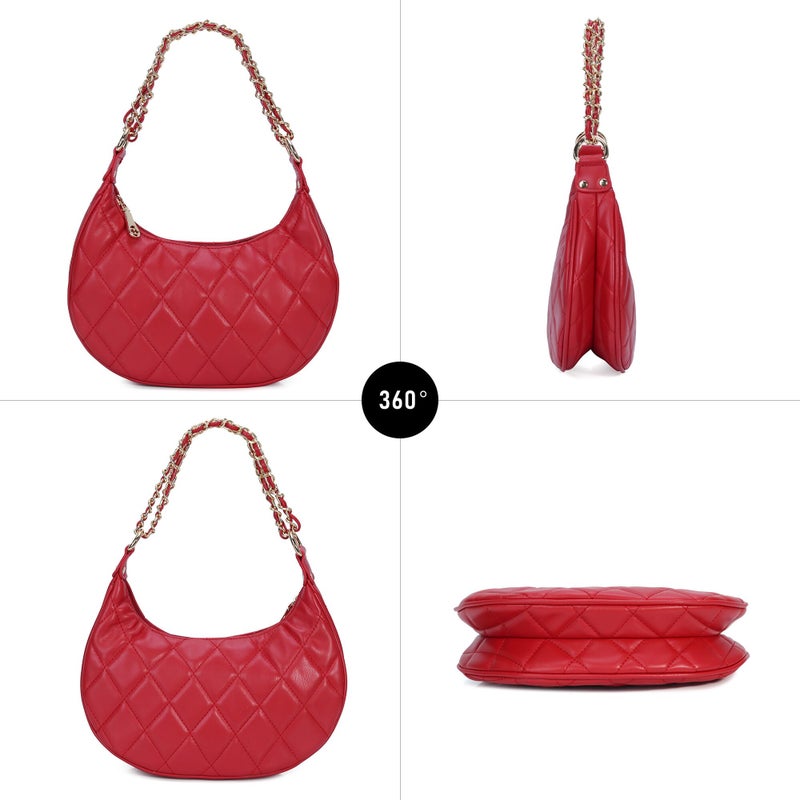 Chinllo Purse Quilted Shoulder bag for women, Cute Mini Clutch Zipper Hobo Tote Handbags - Image 5