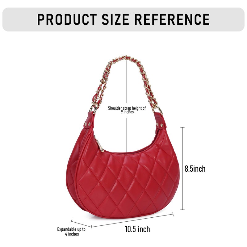 Chinllo Purse Quilted Shoulder bag for women, Cute Mini Clutch Zipper Hobo Tote Handbags - Image 2