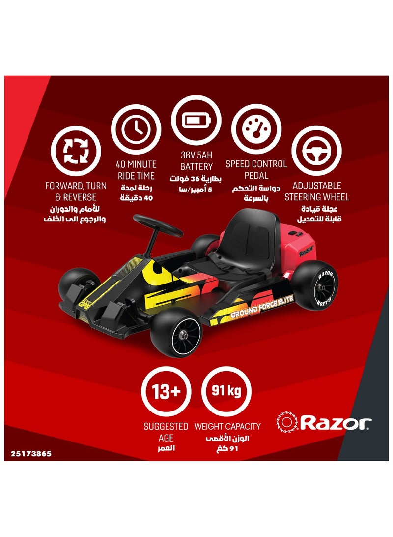 Razor Ground Force Elite Black/Red 22.5km/h | Electric Go-Karts | Kids Ages 13 Years+ | With up to 40 minutes of Continuous Use Multicolour - Image 4